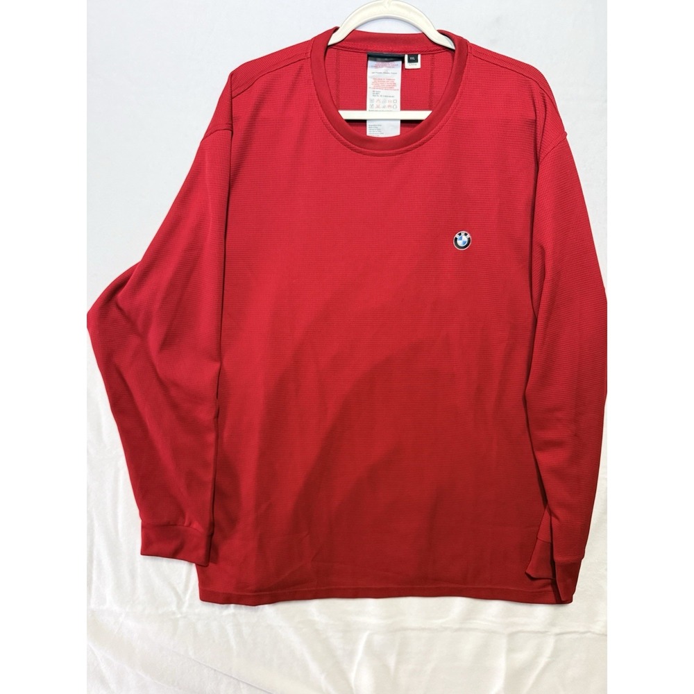 BMW Long Sleeve Thermal Shirt Mens XXL Red Waffle Knit Embroidered Logo